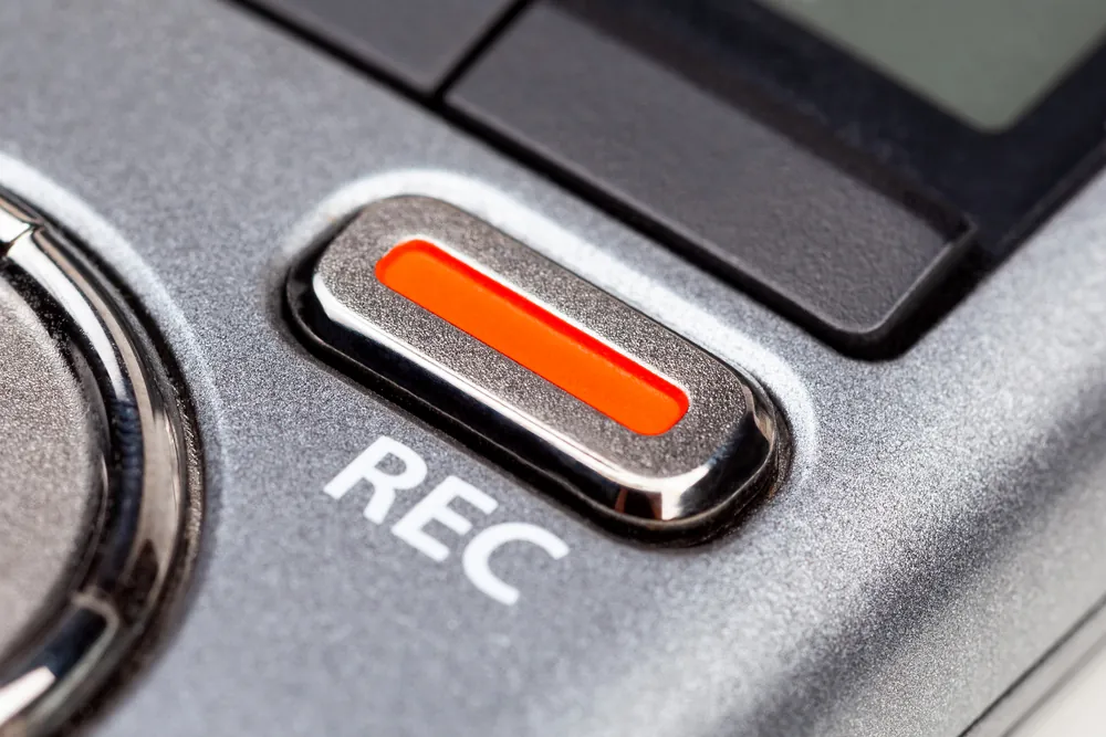 Record button on a recording device