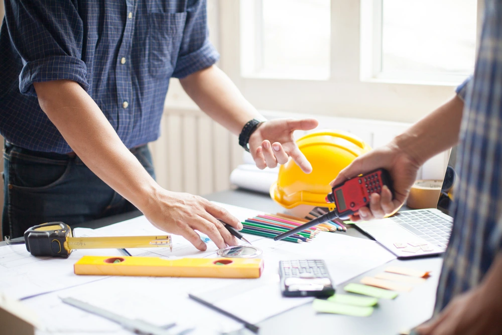 Concept Agreement between the employer and architect Nick and desk of Architectural project