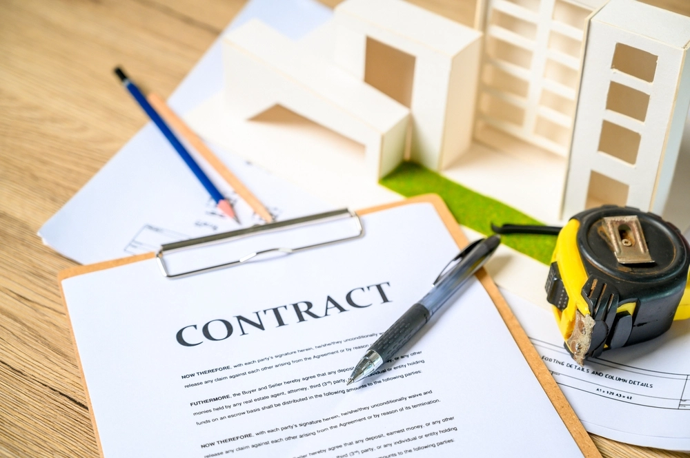 Contract documents for building a house for a purchase contract