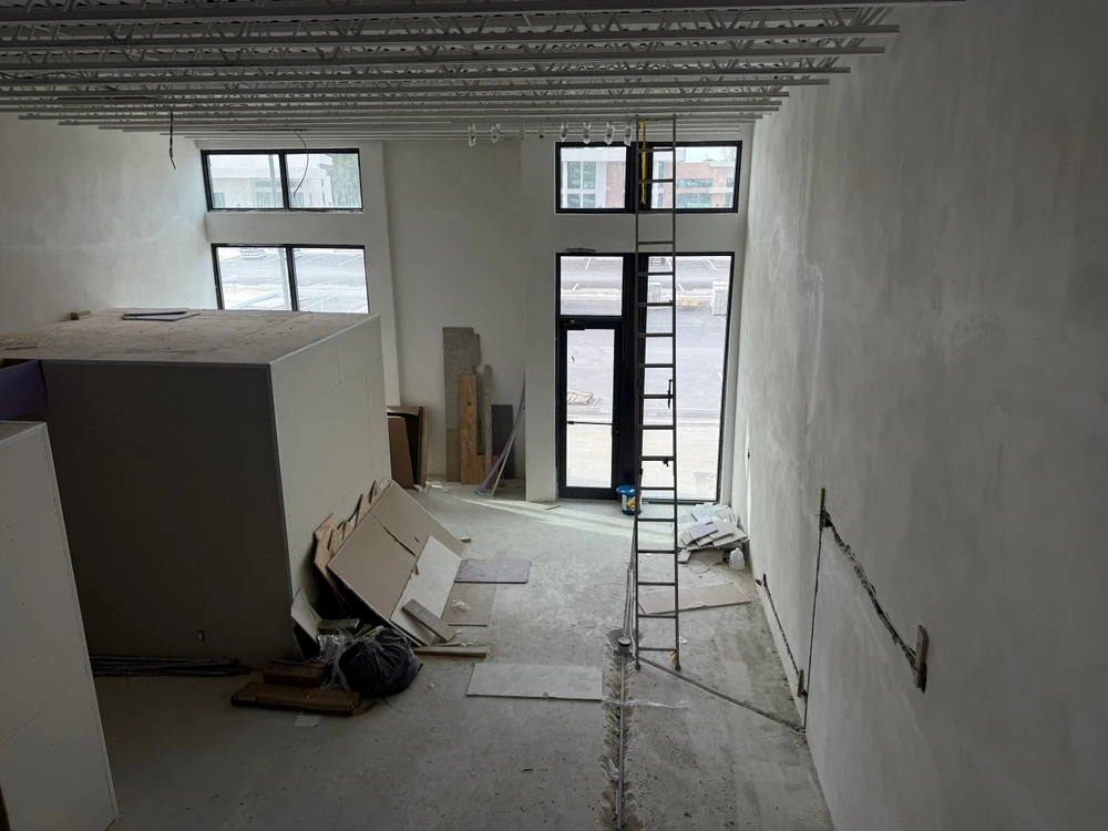 indoor construction site aerial view